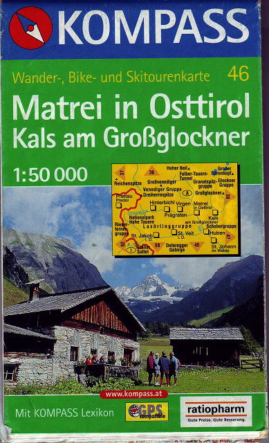 Kompass 46 Wander-,Bike und Skitourenkarte Matrei in Osttirol Kals am Großglockner