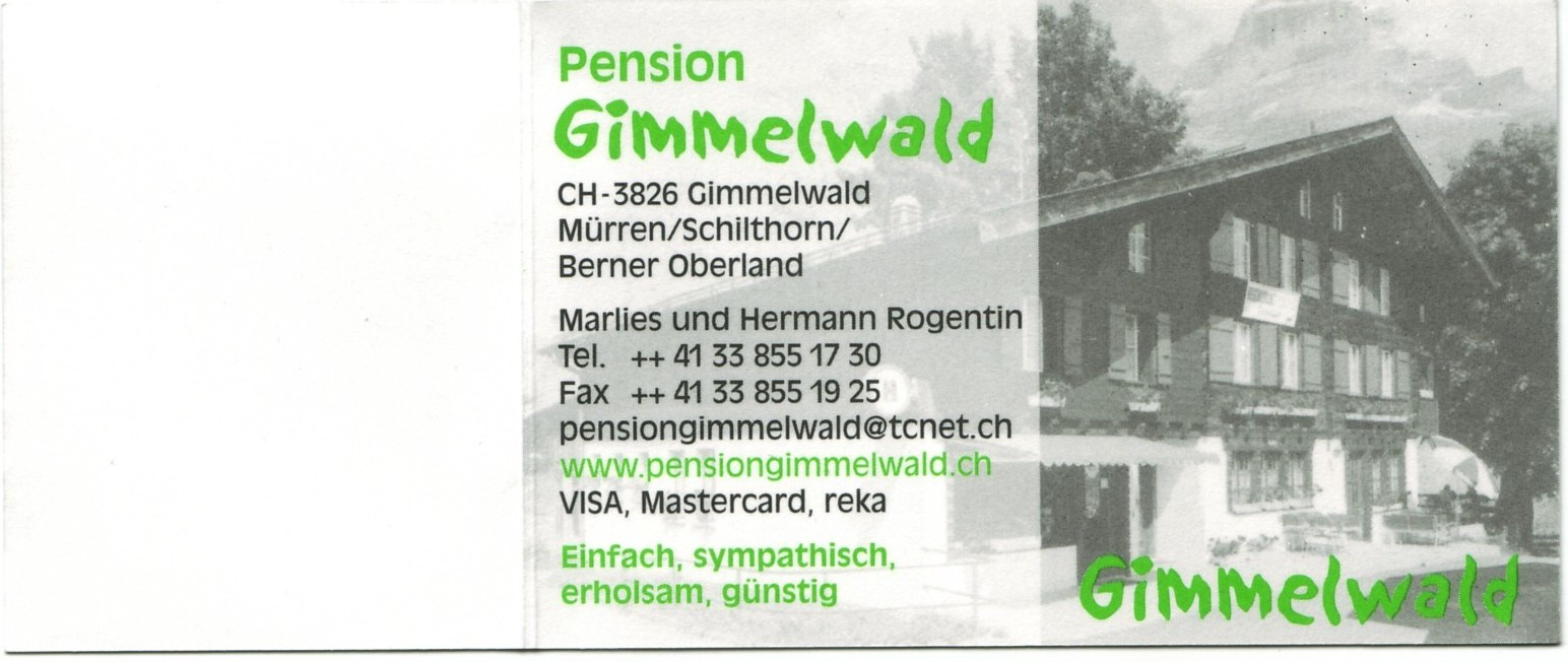 visitekaartje pension Gimmelwald